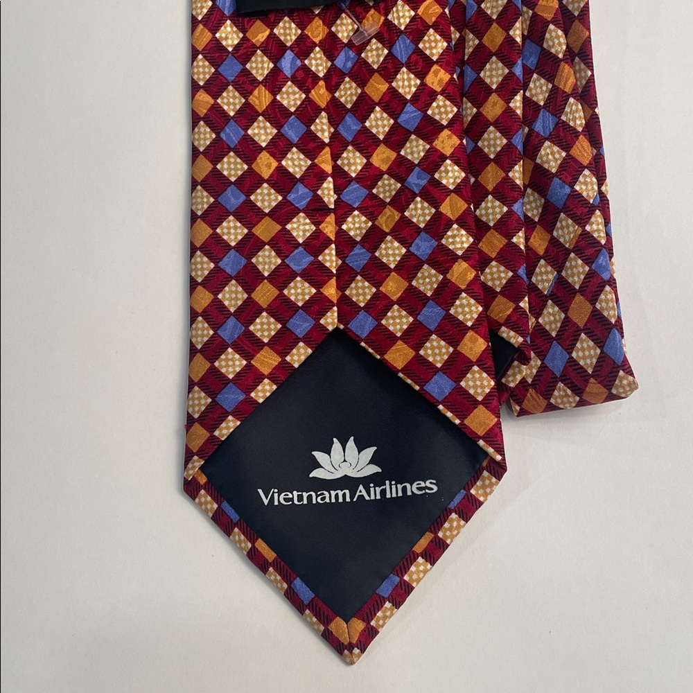 Men's Burgundy Geometric Silk Tie - Unbranded